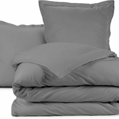 Duvet cover 140x200 cm + 1 pillowcase 65x65 cm Dark Gray Cotton