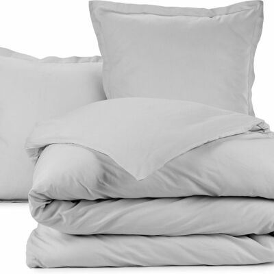 Duvet cover 140x200 cm + 1 pillowcase 65x65 cm Light Gray Cotton