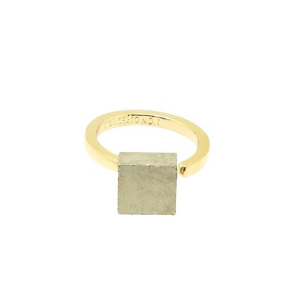 SIDE PYRITE CUBE RING