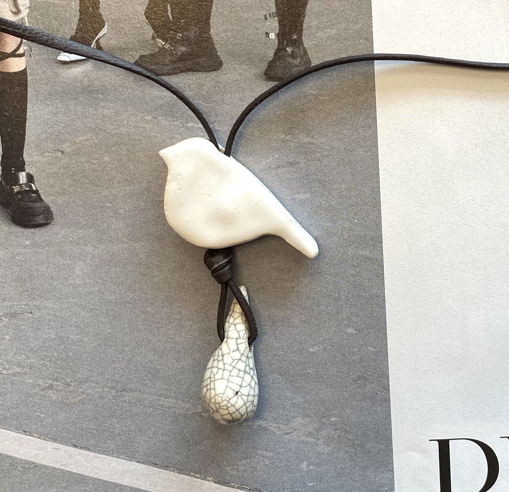 Halskette Vogel weiß