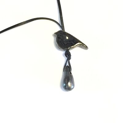 Halskette Vogel schwarz
