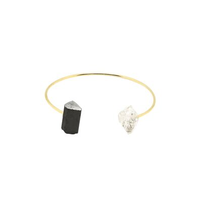 Bracelet sayang tourmaline noire & diamant d'herkimer