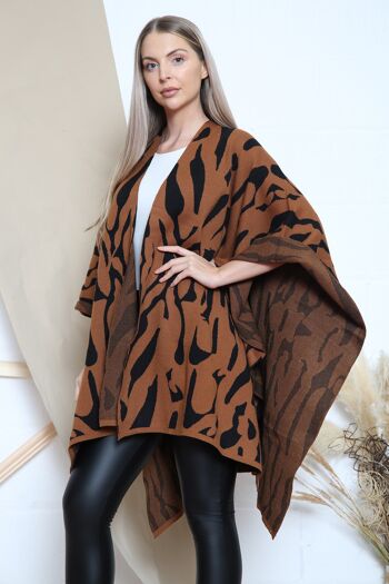 Poncho imprimé zèbre marron 4