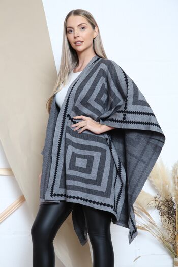 Poncho à carreaux gris 2