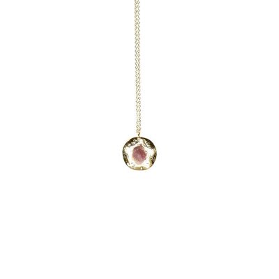 Collier medaille tourmaline rose