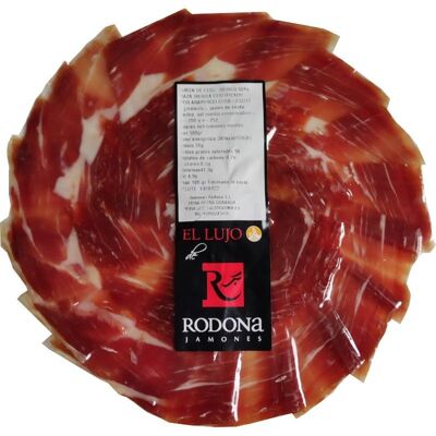 Jamón de cebo iberico 50% raza iberica - 7,5-8, Loncheado a cuchillo sobres de 120 gramos