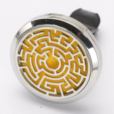 Diffusore per Auto Clip'Arôme – Labirinto – in Acciaio Inox con Tamponi – Accessorio Decorativo per Aromaterapia – Idea Regalo
