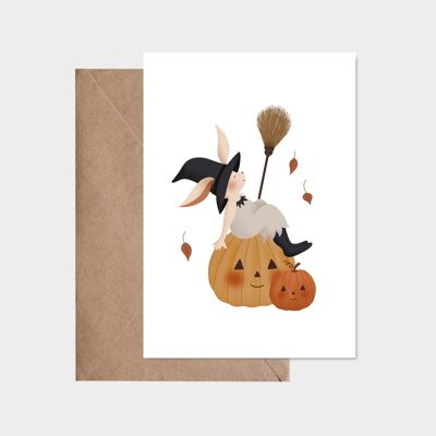Postcard - The witch and the pumpkin