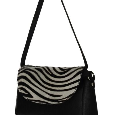 Handbag MIA Genuine Leather black/zebra