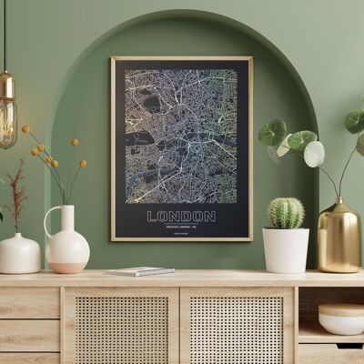 Poster London - Minimalistische Karte - 30x40 cm