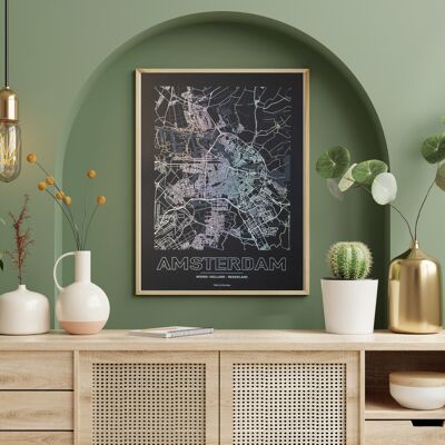 Poster Amsterdam - Mappa minimalista - 30x40 cm