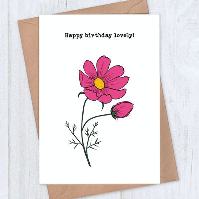 Cosmos Flower Birthday Card