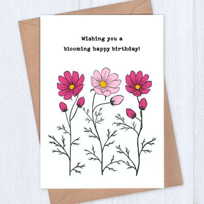 Cosmos Flowers Birthday Card