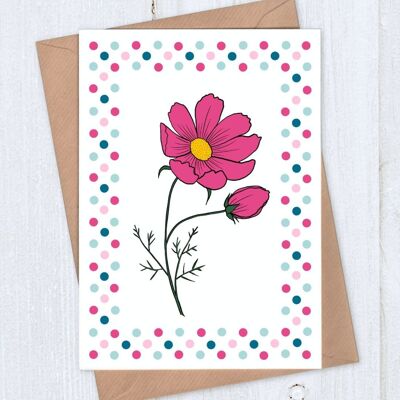 Dotty Cosmos Flower Blank Card