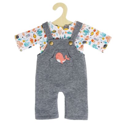 Peto de muñeca con camiseta "Whale Bobby", talla 35-45cm