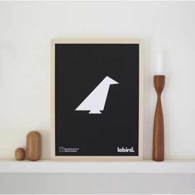 Affiche Noire lebird. Blanc - 30x40cm