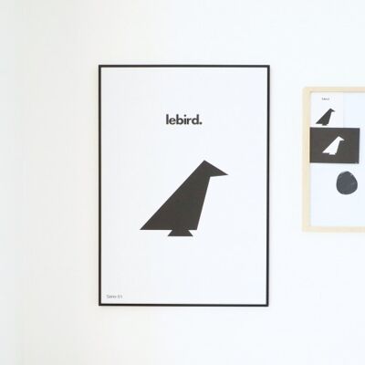 Affiche Blanche lebird. Noir - 30x40cm