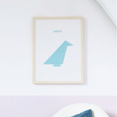 Affiche Blanche lebird. Bleu - 30x40cm