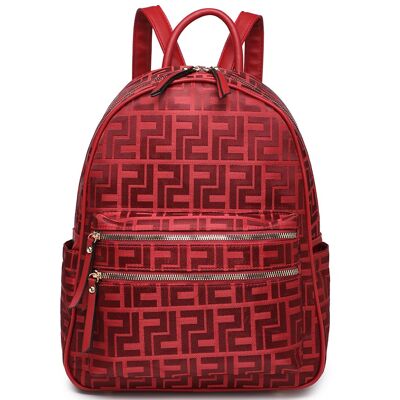 Großer Schulrucksack Fashion Travel Casual Daypack Rucksack Wasserdichter PU-Leder-Rucksack für Reisen/Business/College -A36640-P rot