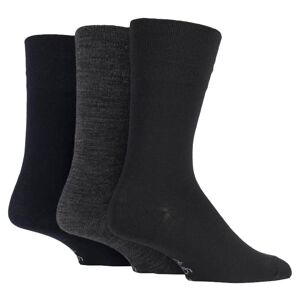 Lot de 3 chaussettes en laine non élastiques à motifs gris noir pour homme (MWGG02) (6-11 UK)