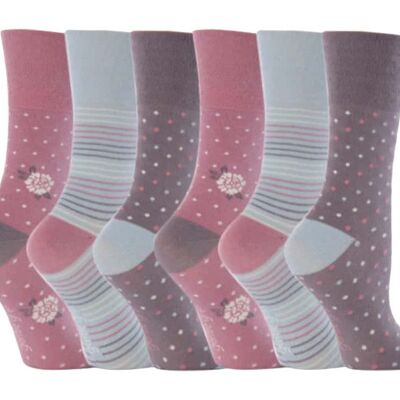6 Pairs Ladies Gentle Grip Non Elastic Socks 4-8 UK (LGG01) (4-8 UK)