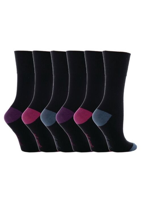 6 Pairs Ladies Gentle Grip Non Elastic Socks 4-8 UK (LGG11) (4-8 UK)