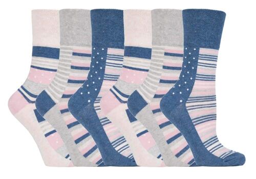 6 Pairs Ladies Gentle Grip Non Elastic Socks 4-8 UK (LGG132) (4-8 UK)