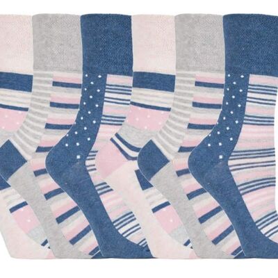 6 Pairs Ladies Gentle Grip Non Elastic Socks 4-8 UK (LGG132) (4-8 UK)