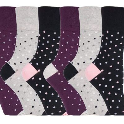 6 Pairs Ladies Gentle Grip Non Elastic Socks 4-8 UK (LGG133) (4-8 UK)