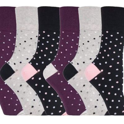 6 Pairs Ladies Gentle Grip Non Elastic Socks 4-8 UK (LGG133) (4-8 UK)