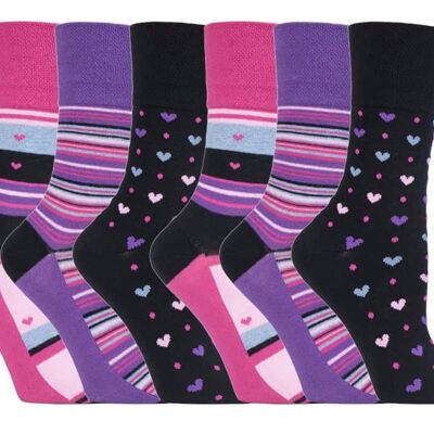 6 Pairs Ladies Gentle Grip Non Elastic Socks 4-8 UK (LGG134) (4-8 UK)