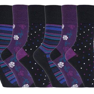 6 Pairs Ladies Gentle Grip Non Elastic Socks 4-8 UK (LGG138) (4-8 UK)