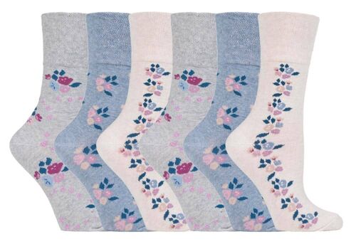 6 Pairs Ladies Gentle Grip Non Elastic Socks 4-8 UK (LGG139) (4-8 UK)