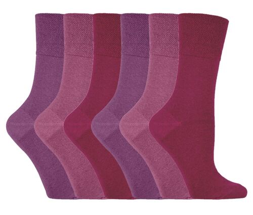 6 Pairs Ladies Gentle Grip Non Elastic Socks 4-8 UK (LGG15) (4-8 UK)