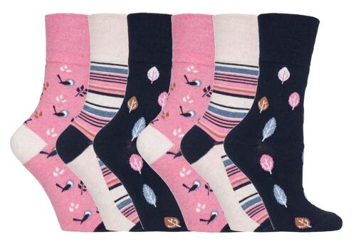 6 Pairs Ladies Gentle Grip Non Elastic Socks 4-8 UK (LGG168) (4-8 UK)