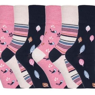 6 Pairs Ladies Gentle Grip Non Elastic Socks 4-8 UK (LGG168) (4-8 UK)