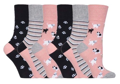 6 Pairs Ladies Gentle Grip Non Elastic Socks 4-8 UK (LGG169) (4-8 UK)