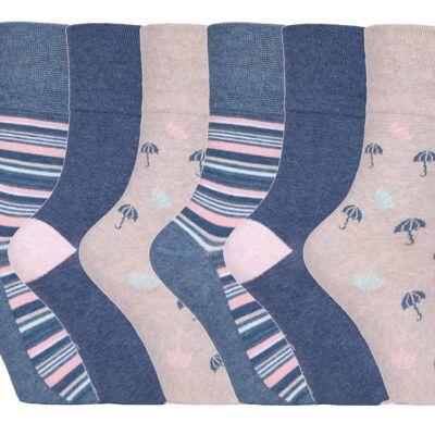 6 Pairs Ladies Gentle Grip Non Elastic Socks 4-8 UK (LGG170) (4-8 UK)