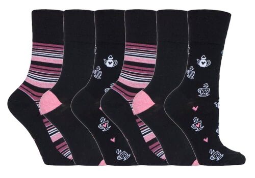 6 Pairs Ladies Gentle Grip Non Elastic Socks 4-8 UK (LGG171) (4-8 UK)