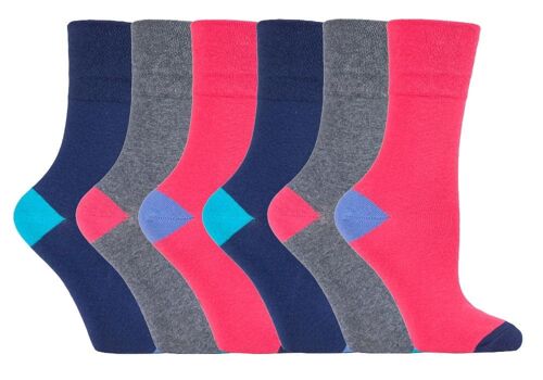 6 Pairs Ladies Gentle Grip Non Elastic Socks 4-8 UK (SOLRH187) (4-8 UK)