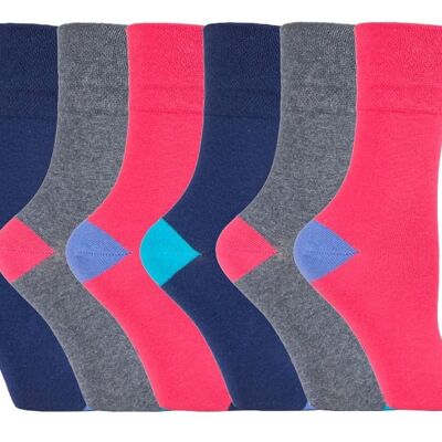 6 Pairs Ladies Gentle Grip Non Elastic Socks 4-8 UK (SOLRH187) (4-8 UK)
