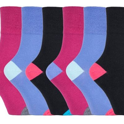 6 Pairs Ladies Gentle Grip Non Elastic Socks 4-8 UK (SOLRH188) (4-8 UK)