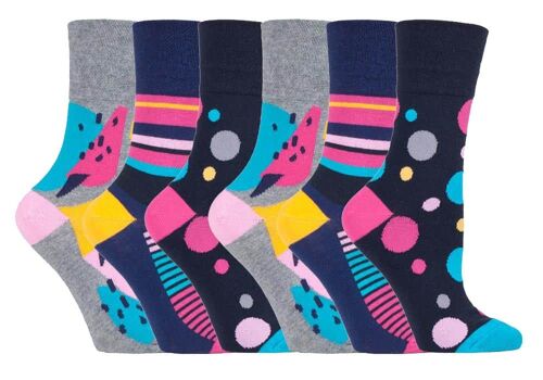 6 Pairs Ladies Gentle Grip Non Elastic Socks 4-8 UK (SOLRH189) (4-8 UK)