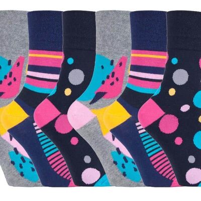 6 Pairs Ladies Gentle Grip Non Elastic Socks 4-8 UK (SOLRH189) (4-8 UK)