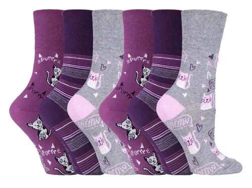 6 Pairs Ladies Gentle Grip Non Elastic Socks 4-8 UK (SOLRH200) (4-8 UK)