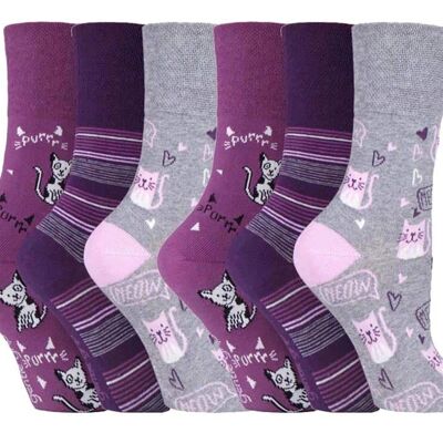 6 Pairs Ladies Gentle Grip Non Elastic Socks 4-8 UK (SOLRH200) (4-8 UK)