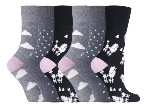 6 Pairs Ladies Gentle Grip Non Elastic Socks 4-8 UK (SOLRH201) (4-8 UK)