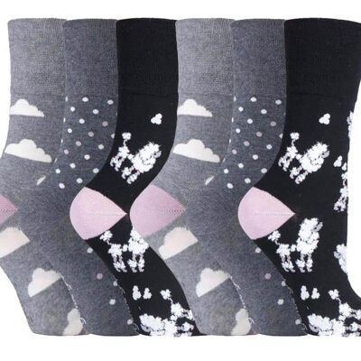 6 Paar Damensocken mit sanftem Griff, nicht elastisch, 4–8 UK (SOLRH201) (4–8 UK)