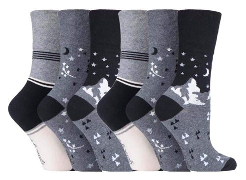 6 Pairs Ladies Gentle Grip Non Elastic Socks 4-8 UK (SOLRH203) (4-8 UK)