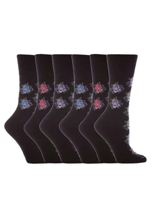 6 Pairs Ladies Gentle Grip Non Elastic Socks 4-8 UK (LGG32) (4-8 UK)